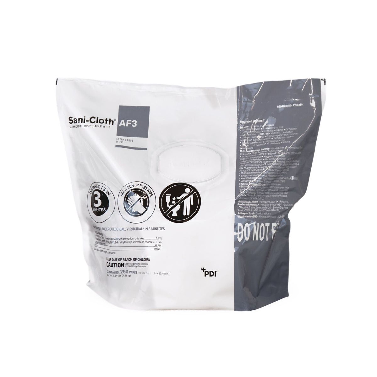 Wipes, Germicidal Sani-Af3 Disinf Alchl Free (250/Pk 2Pk/Cs), 500/Cs