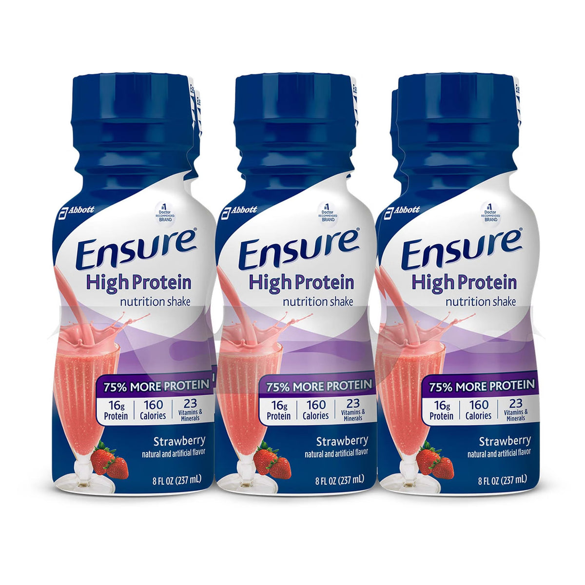 Ensure® Strawberry High Protein Nutrition Shake, 8-ounce bottle, 6/PK