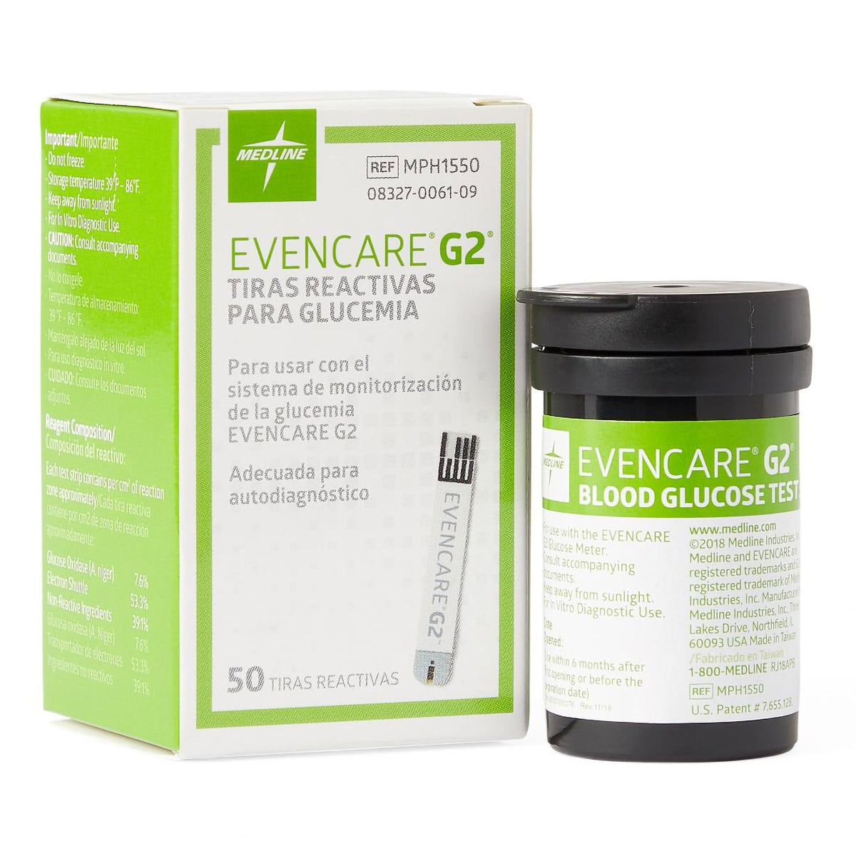 Test Strip, Bld Gluc Meter Evencare G2 (50/Bx 12Bx/Cs), 50/Bx