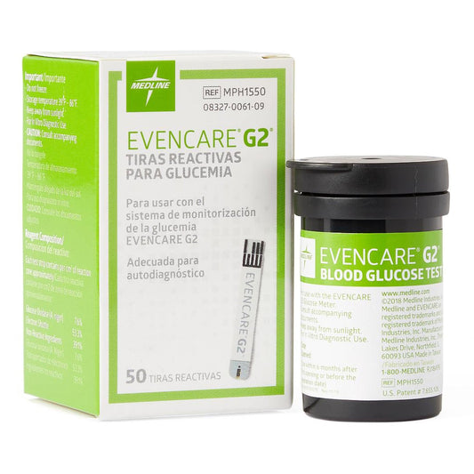 Test Strip, Bld Gluc Meter Evencare G2 (50/Bx 12Bx/Cs), 50/Bx