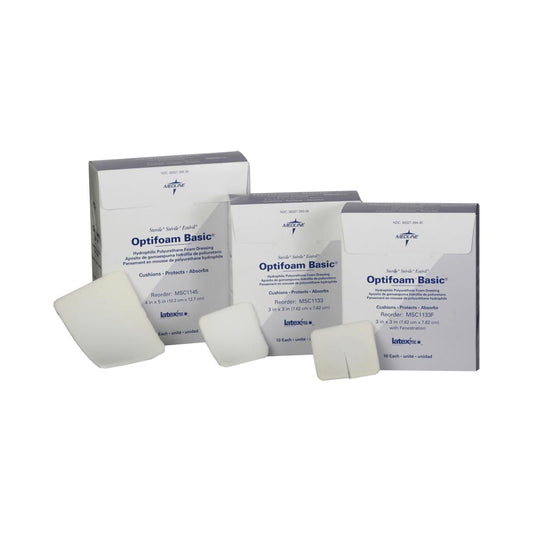 Optifoam® Basic Nonadhesive Without Border Foam Dressing, 3 X 3 Inch, 10/Bx