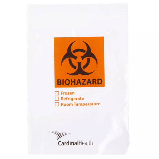 Cardinal™ Specimen Transport Bag, Biohazard Pictogram, Zip Closure, 6 x 9 Inch, 1000/CS