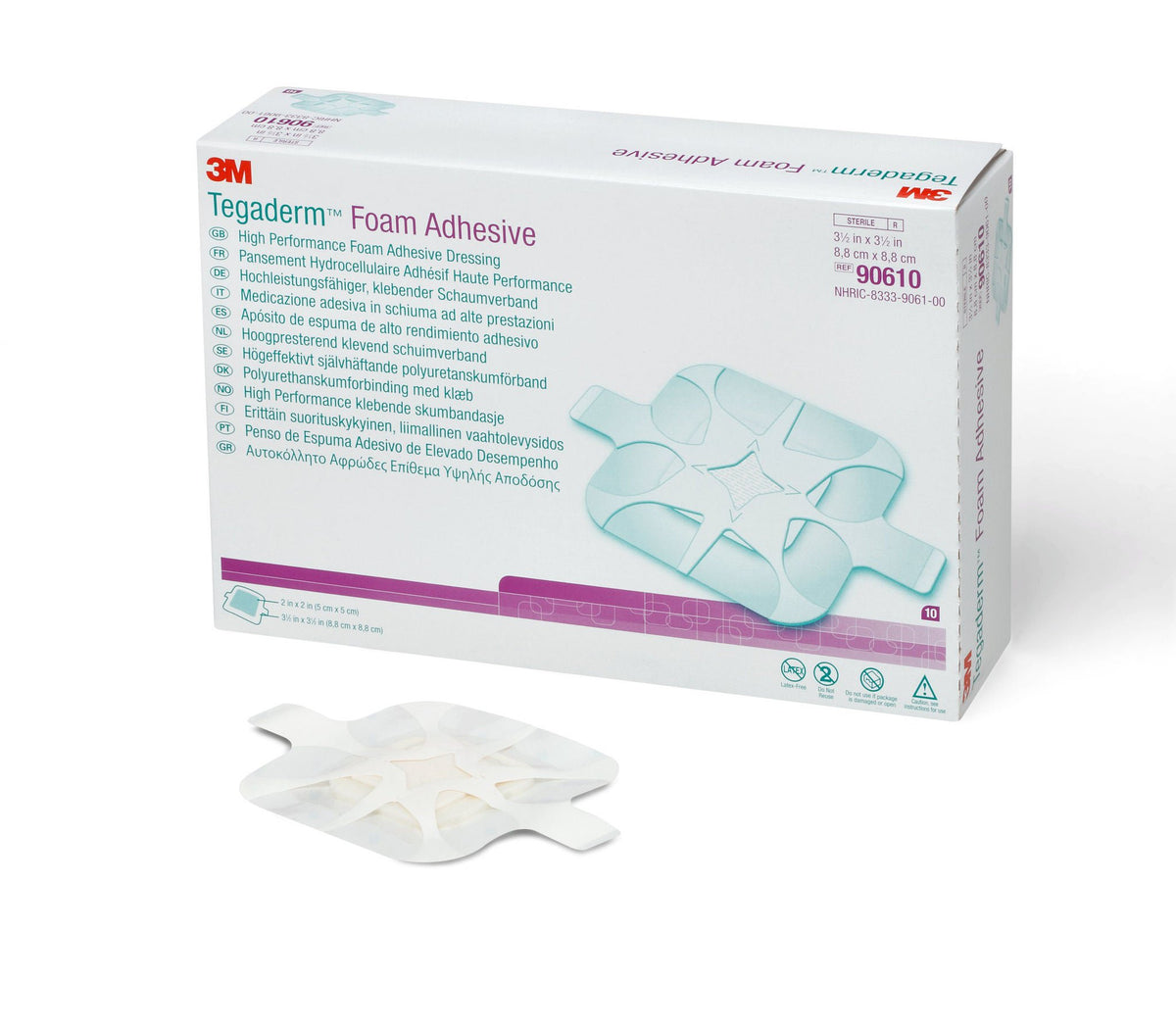 3M™ Tegaderm™ High Performance Adhesive With Border Foam Dressing, 3½ X 3½ Inch, 40/Cs
