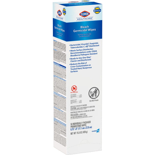 Clorox Healthcare® Bleach Germicidal Wipes, Individual Packets, 50 Ct., 300/Cs
