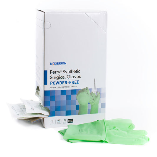 McKesson Perry® Performance Plus Polyisoprene Surgical Glove, Size 7, Green, 50/BX