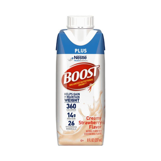 Boost® Plus Strawberry Balanced Nutritional Drink, 8-ounce bottle, 24/CS