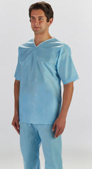 Graham Medical Disposable Elite Non-Woven Scrubs Shirt Scrub Nonwoven Vneckno Pocket Blue 6Xl 30/Cs -85119 - BriteSources