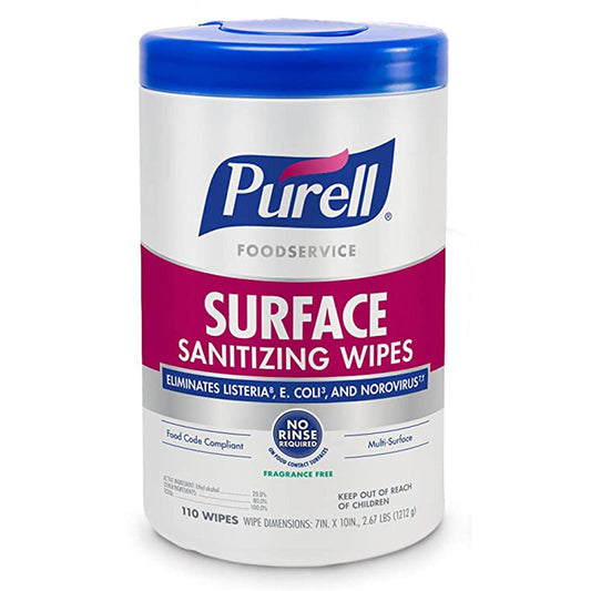 Purell® Foodservice Ethyl Alcohol Surface Sanitizing Wipes, Canister, 6/Cs
