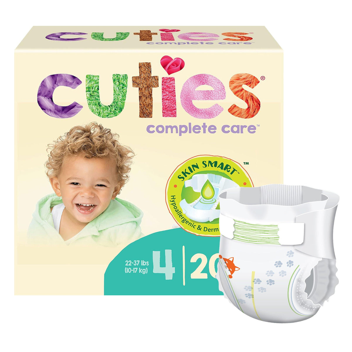 Cuties® Complete Care Diapers for Toddlers, 22 – 37 lbs., 200/CS