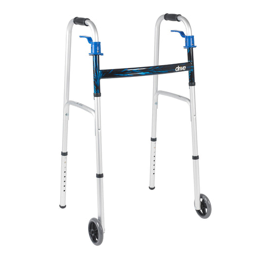 drive™ Aluminum Dual Release Folding Walker, 32 – 39 Inch Height, 1/EA