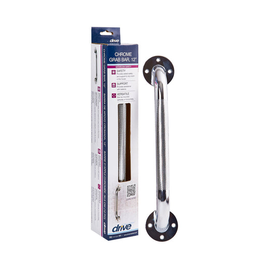 drive™ Chrome Knurled Grab Bar, 12 Inch, 3/BX