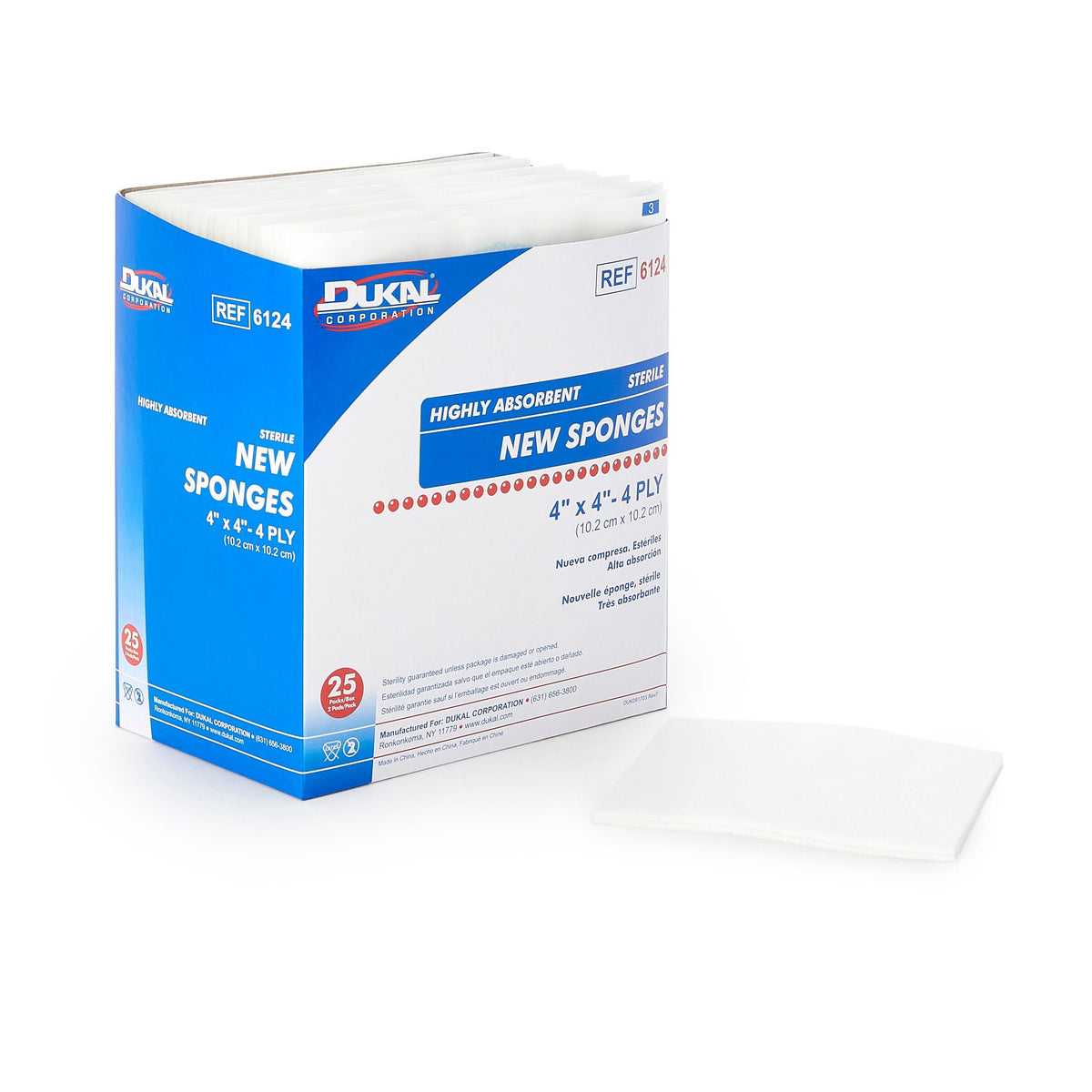 Dukal™ Sterile Nonwoven Sponge, 4 X 4 Inch, 4-Ply, 600/Cs