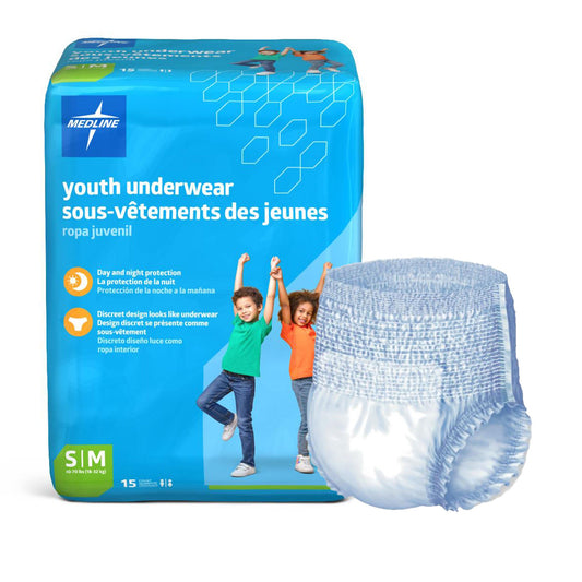 Medline Youth Underwear, Small, 15/Bg