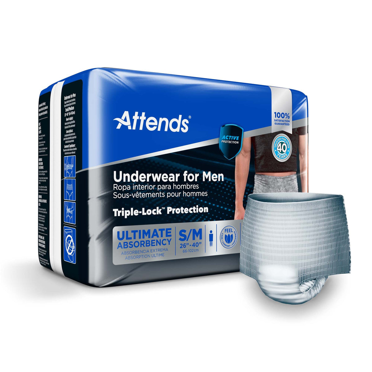 Attends® Discreet Men'S Underwear, Level 5, Small / Medium, 80/Cs