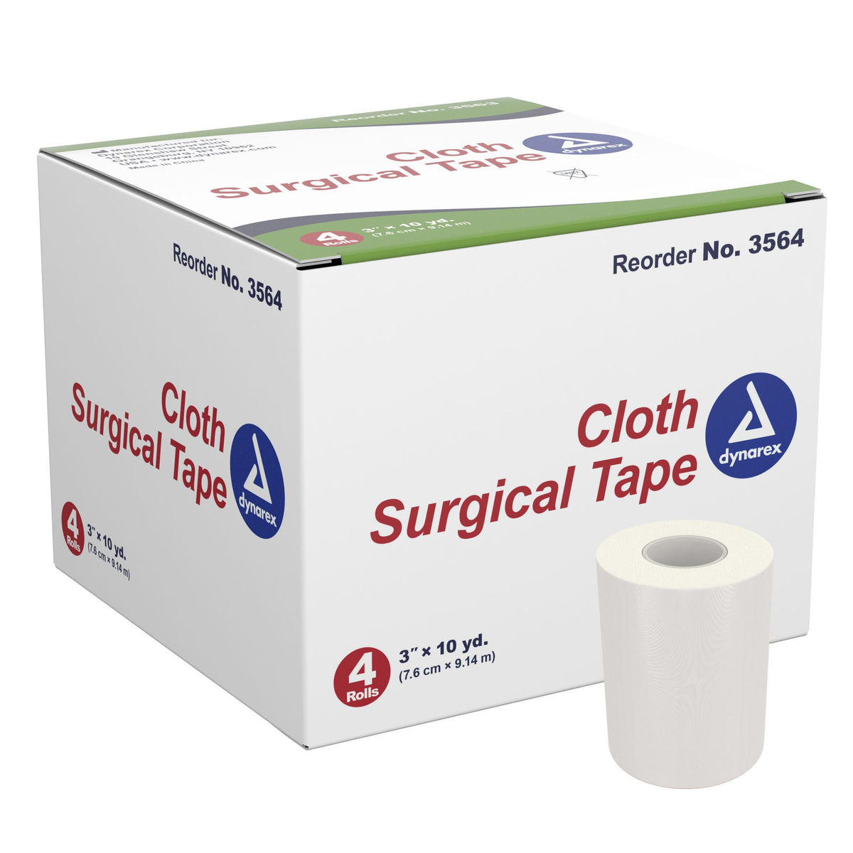 Dynarex® Cloth Medical Tape, 3 Inch X 10 Yard, White, 48/Cs