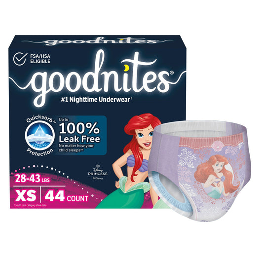 Goodnites® Heavy Absorbency Nighttime Underwear, X-Small For Girls 28 – 43 Lbs., 22/Pk