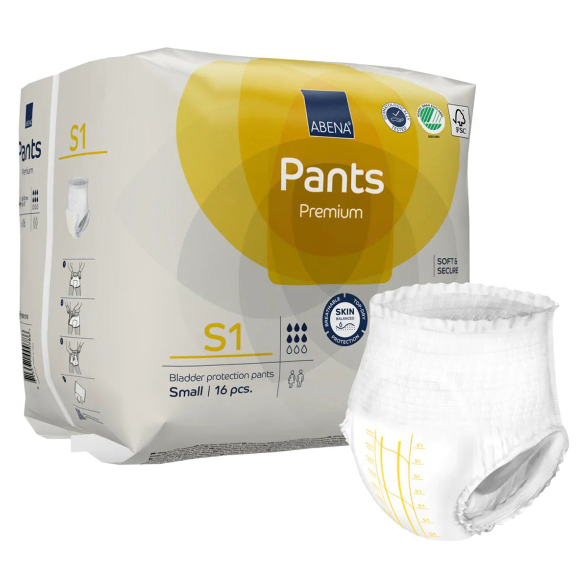 Abena® Premium Pants S2 Incontinence Brief, Small, 96/Cs