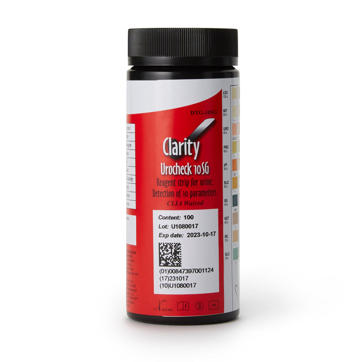 Clarity® Urocheck 10SG Urine Reagent Strips, General Chemistry tests, 100/BX