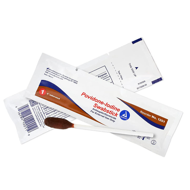 DYNAREX POVIDONE IODINE IMPREGNATED SWABSTICK, SOLD AS 500/CASE DYNAREX 1201
