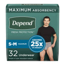 DEPEND® FRESH PROTECTION™ MEN'S MAXIMUM ABSORBENCY UNDERWEAR, SMALL/MEDIUM, SOLD AS 64/CASE KIMBERLY 53748