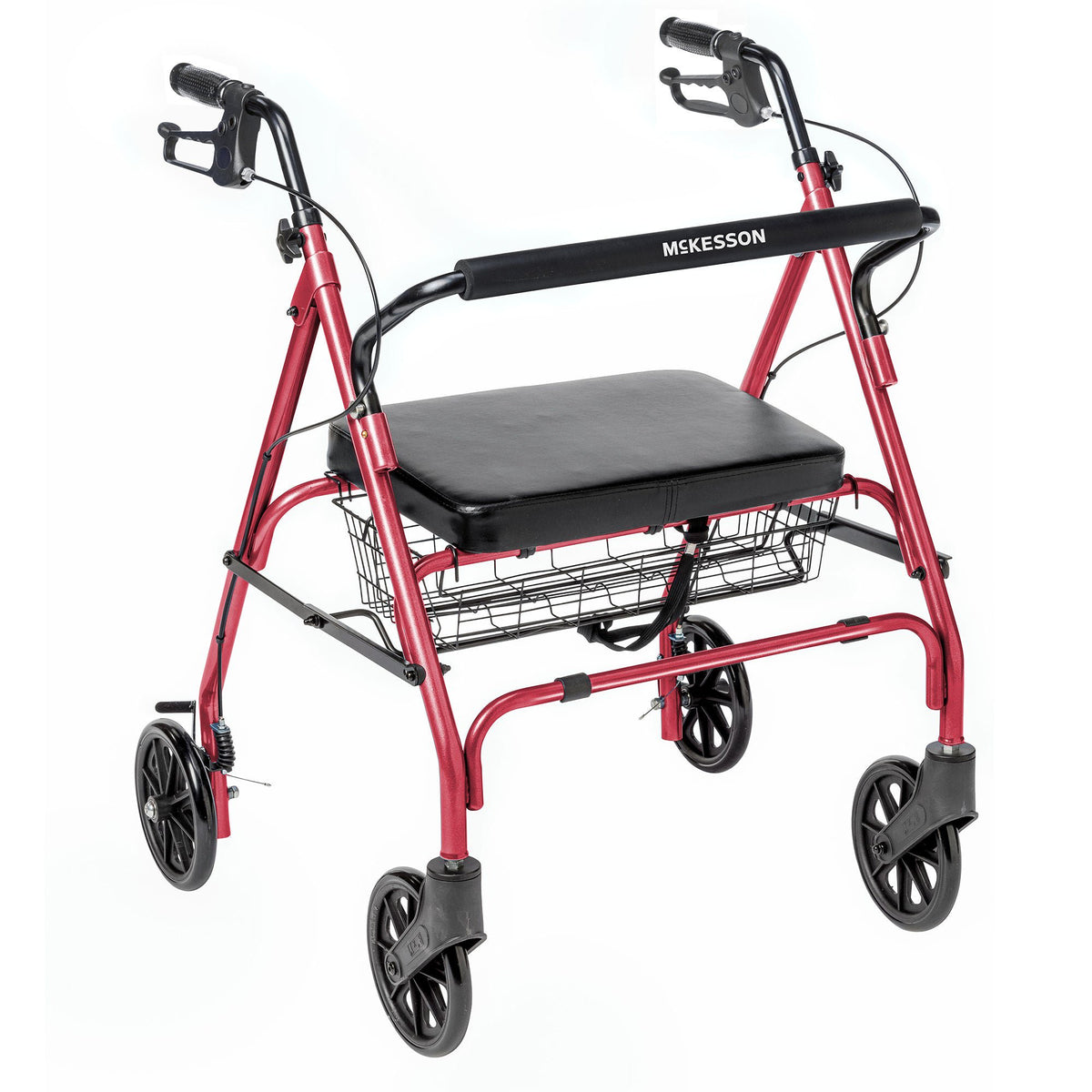 McKesson Bariatric Red Folding Steel Four-Wheel Rollator, 1/CS
