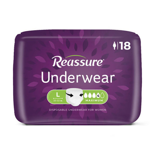 Reassure® Maximum Underwear For Women, Incontinence, Large, 72/Cs
