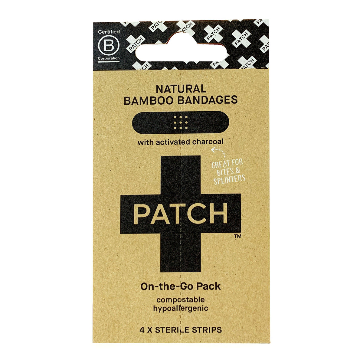 Patch™ On The Go Pack Adhesive Strip With Charcoal, 3/4 X 3 Inch, 400/Cs