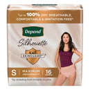 DEPEND® SILHOUETTE® MAXIMUM ABSORBENCY UNDERWEAR, SMALL, SOLD AS 16/PACK KIMBERLY 55412