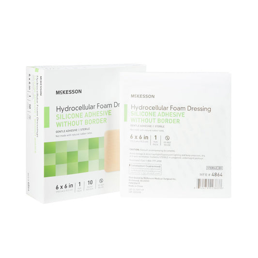 Mckesson Silicone Gel Adhesive Without Border Silicone Foam Dressing, 6 X 6 Inch, 10/Bx