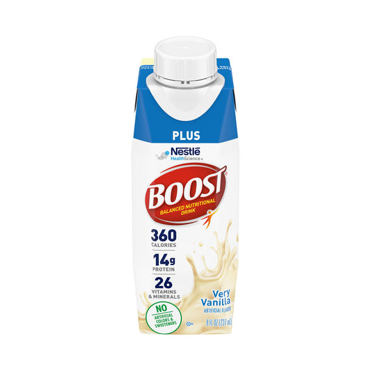 Boost Plus® Vanilla Balanced Nutritional Drink, 8-ounce Carton, 24/CS