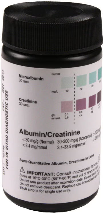 REAGENT, MICROALBUMIN 2-1 DIPSTICK STRIPS VISUAL READ 25TEST, 1/BX