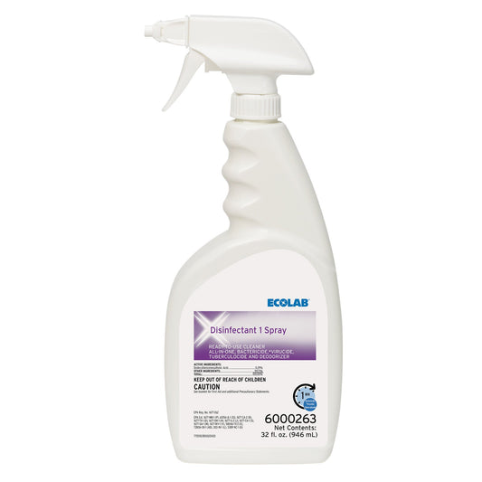 Ecolab Disinfectant 1 Surface Disinfectant Cleaner, 32 Oz. Spray Bottle, 6/Cs