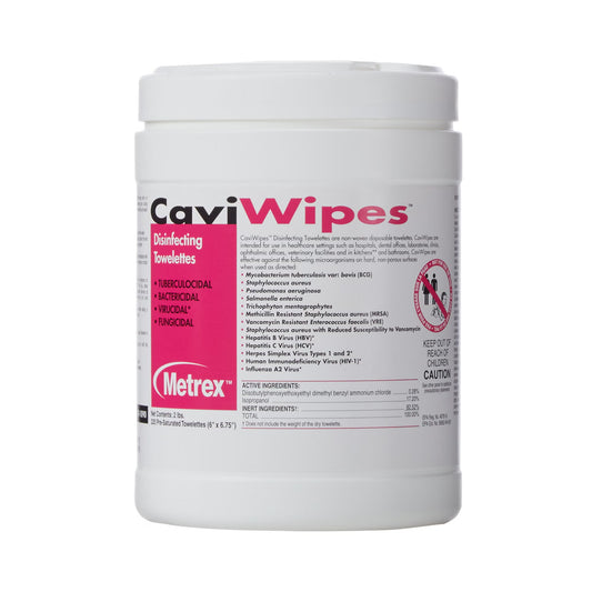 Metrex Caviwipes Surface Disinfectant Alcohol-Based Wipes, 6 X 6.75 Inch, 1/Cn