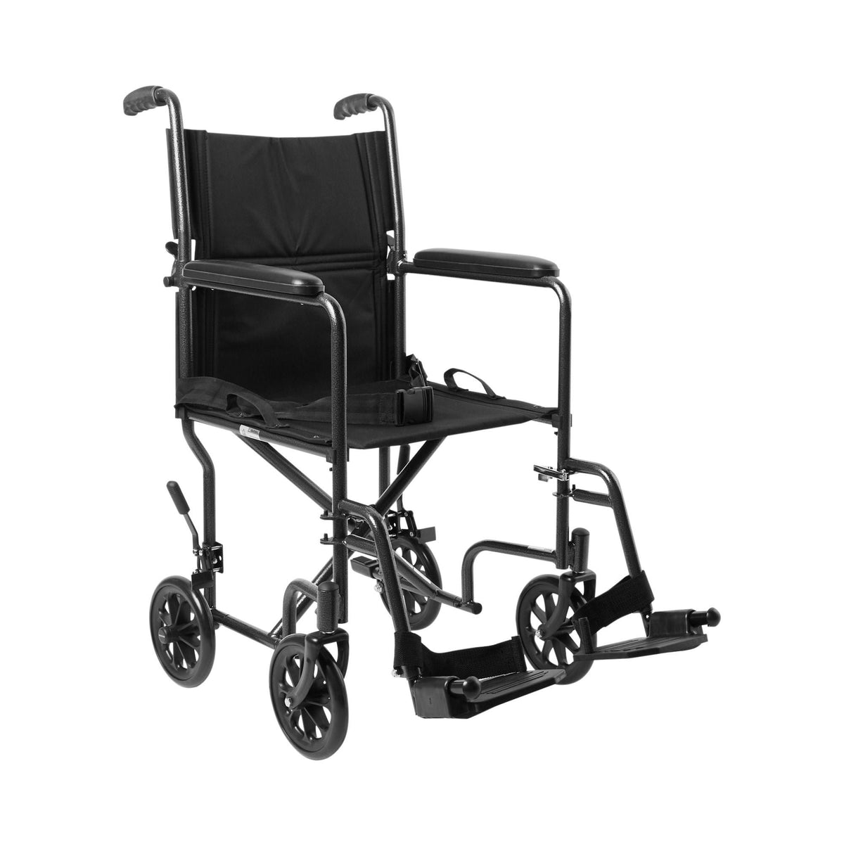 McKesson Lightweight Transport Chair, Black with Silver Vein Finish, 1/EA