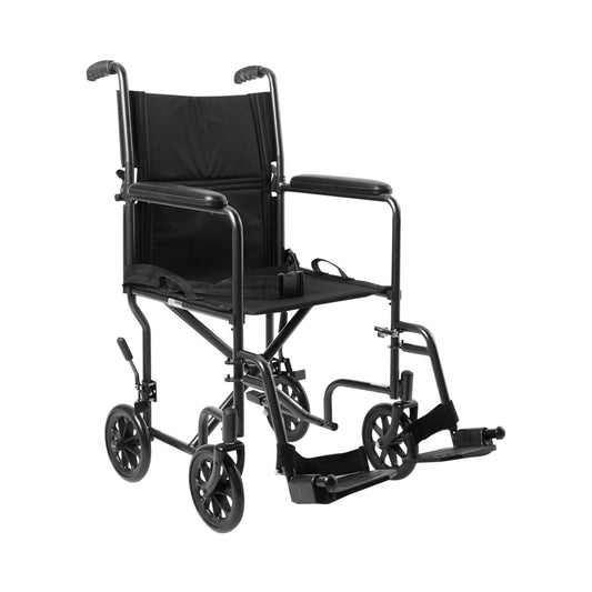 McKesson Lightweight Transport Chair, Black with Silver Vein Finish, 1/EA