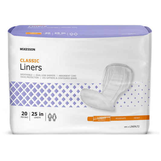 Mckesson Classic Liners, 25 Inches Long, For Light Incontinence, 80/Cs