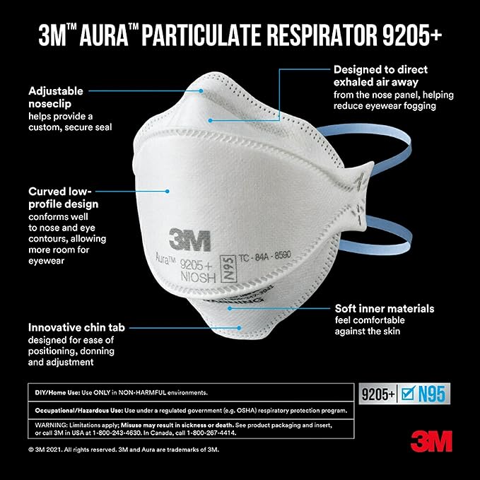 3M PSD AURA PARTICULATE RESPIRATOR. MASK RESPIRATOR N95 WHTAURA 20/BX 12BX/CS, CASE