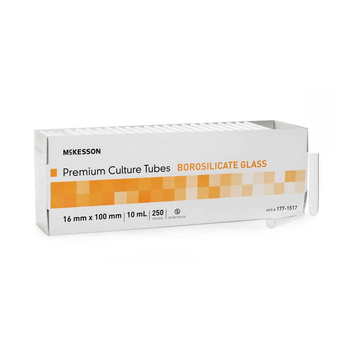 McKesson Plain Glass Test Tube, 10 mL, 16 x 100 mm, 250/BX