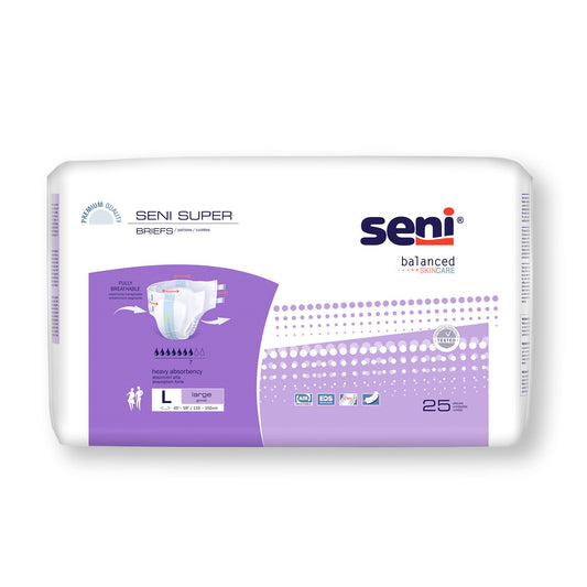 Seni® Super Heavy Absorbency Incontinence Brief, Large, 25/Pk