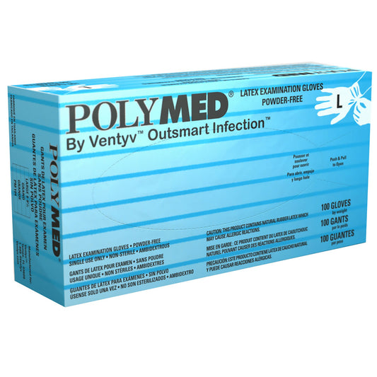 Polymed® Latex Exam Glove, Large, Ivory, 1000/Cs