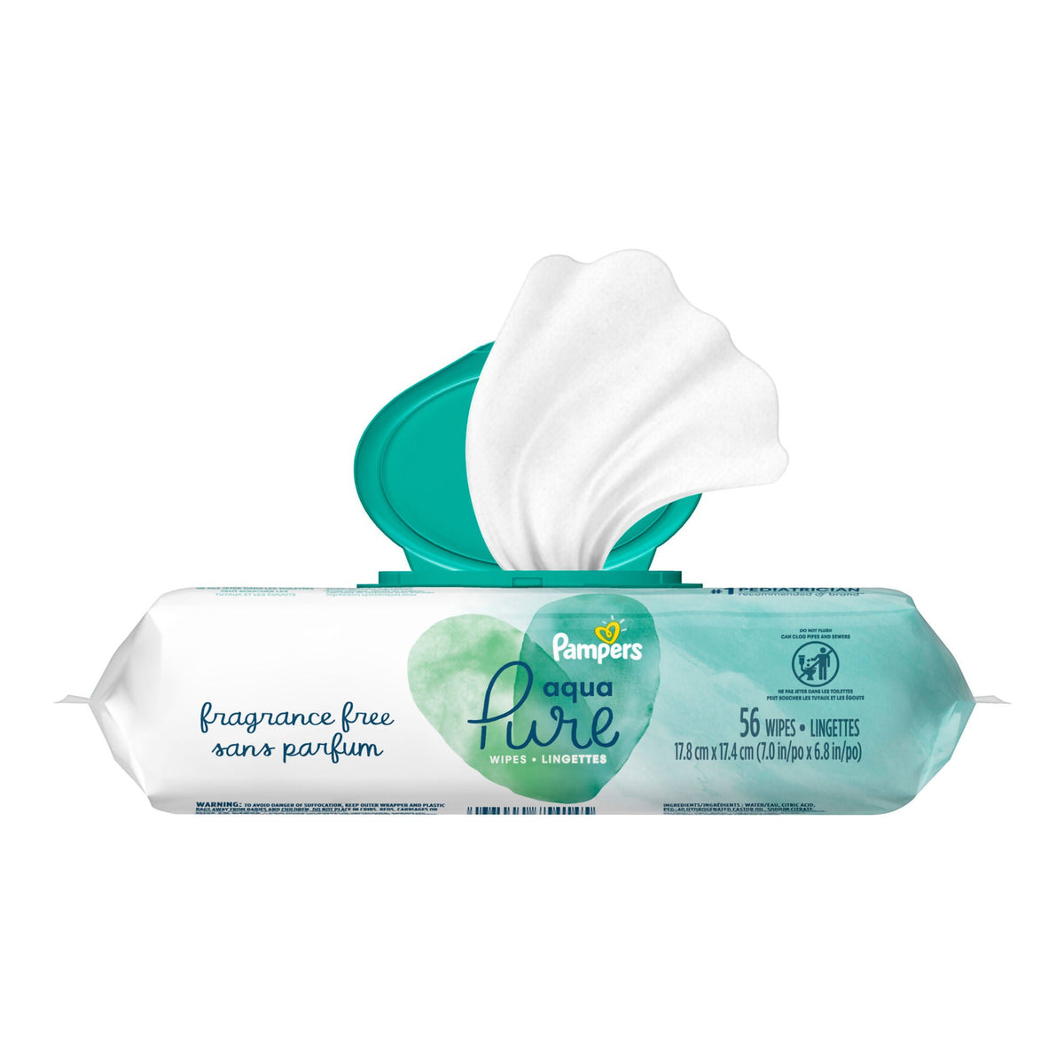 Wipe, Pampers Aqua Pure 56X2 (112/Pk 4Pk/Cs), 448/Cs