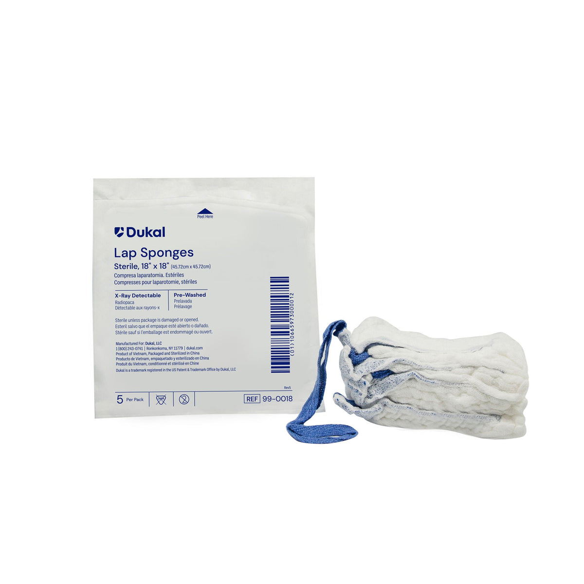 Dukal X-Ray Detectable Surgical Laparotomy Sponge, 18 x 18 Inch, 200/CS