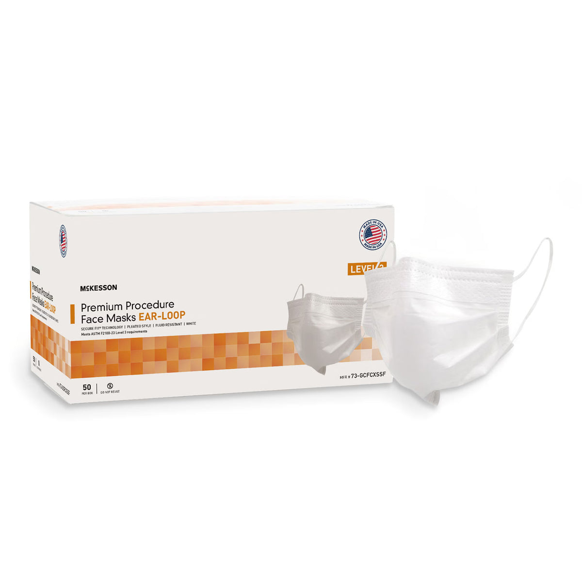 Mckesson Procedure Mask, Pleated With Earloops, One Size Fits Most, White, 500/Cs