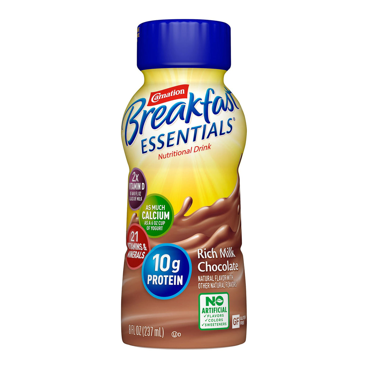 Carnation Breakfast Essentials® Chocolate Nutritional Drink, 8-ounce bottle, 24/CS