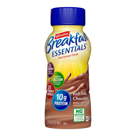 Carnation Breakfast Essentials® Chocolate Nutritional Drink, 8-Ounce Bottle, 24/Cs