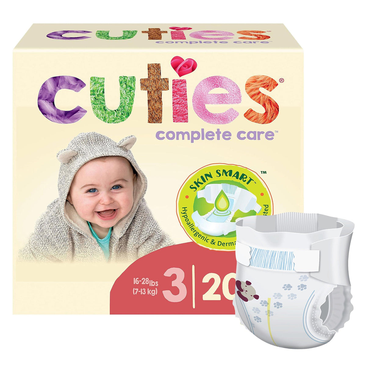 Cuties® Complete Care Diapers, Size 3, 200/CS