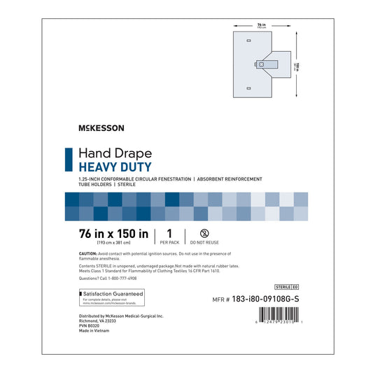 Mckesson Sterile Hand Drape, 114 X 150 Inch, 14/Cs