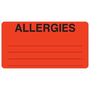 Label Allergy 250Roll=Ea, 250/Rl