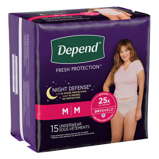 Depend® Night Defense® Women'S Absorbent Underwear, Medium, 15/Pk