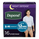 DEPEND® NIGHT DEFENSE® ABSORBENT UNDERWEAR FOR MEN, SMALL/MEDIUM, SOLD AS 16/PACK KIMBERLY 55156